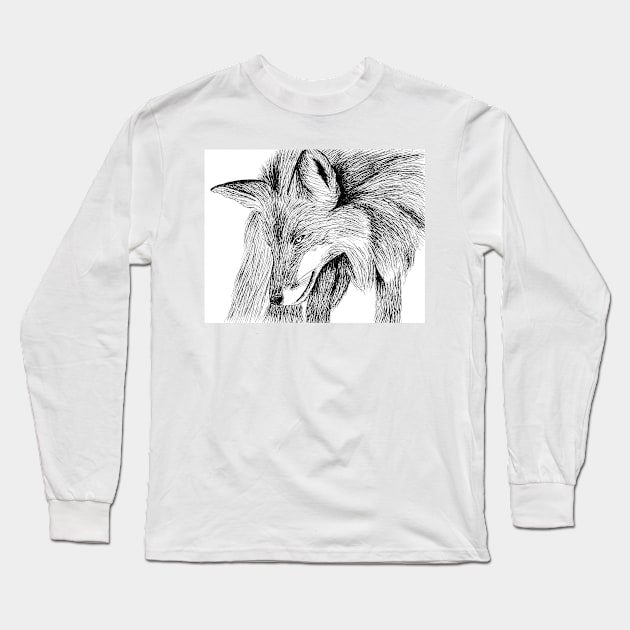 Hand drawn fox Long Sleeve T-Shirt by jitkaegressy